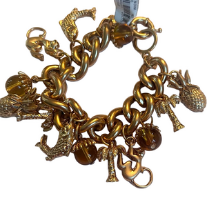 J. Crew Gold-Tone Tropical Charm Bracelet with Amber Beads